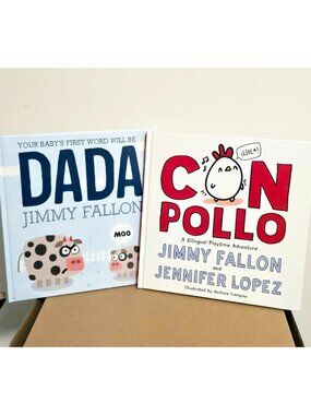 Jimmy Fallon Kids Books Lot 2 DADA +Con Pollo Jennifer Lopez Bilingual HC 1st Ed